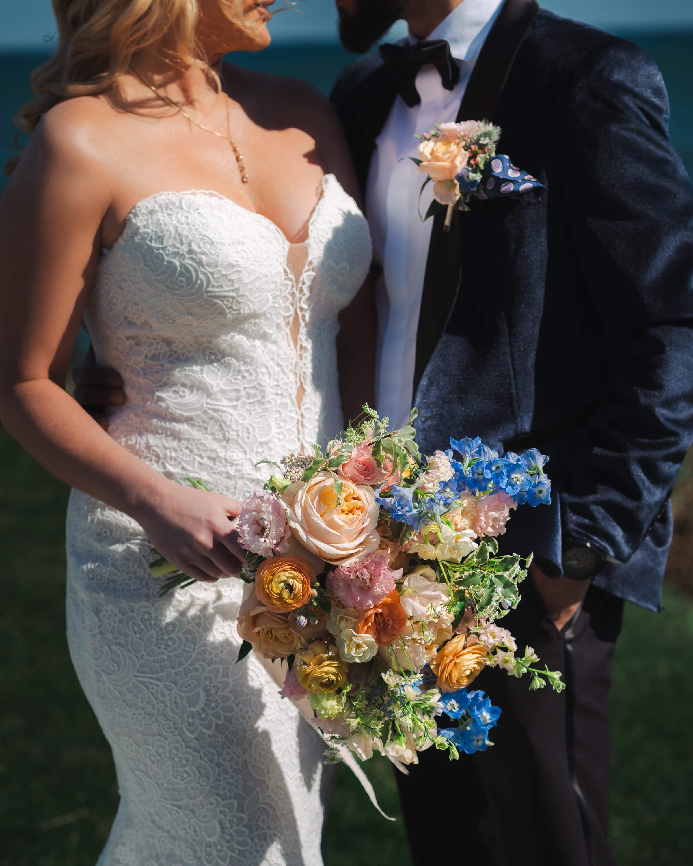 What a Wedding Photographer Costs on Cape Cod and in Boston in 2026 6 Cape Cod editorial wedding couple portrait with bouquet