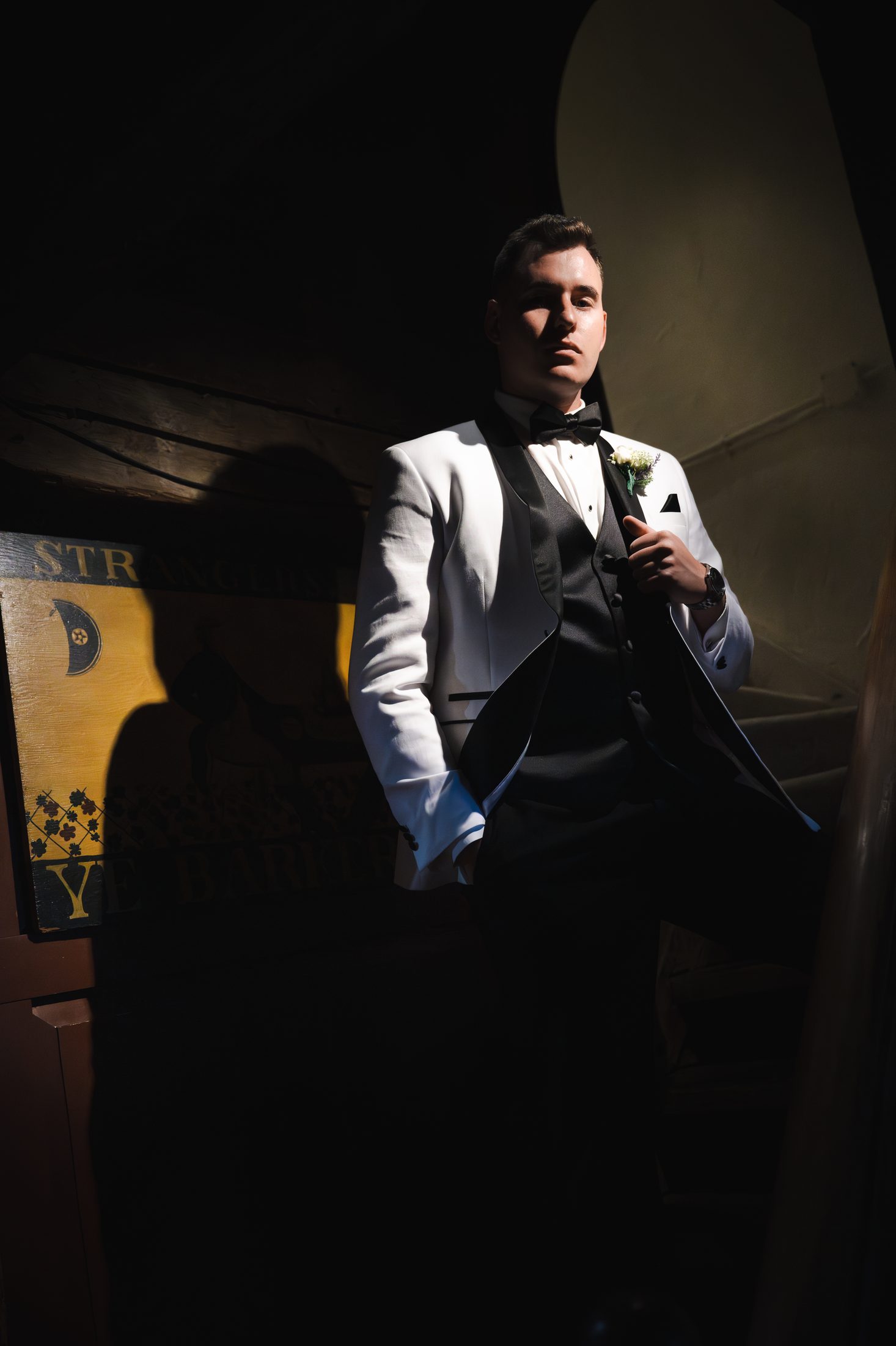 Newport style mansion groom white tuxedo editorial wedding photographer