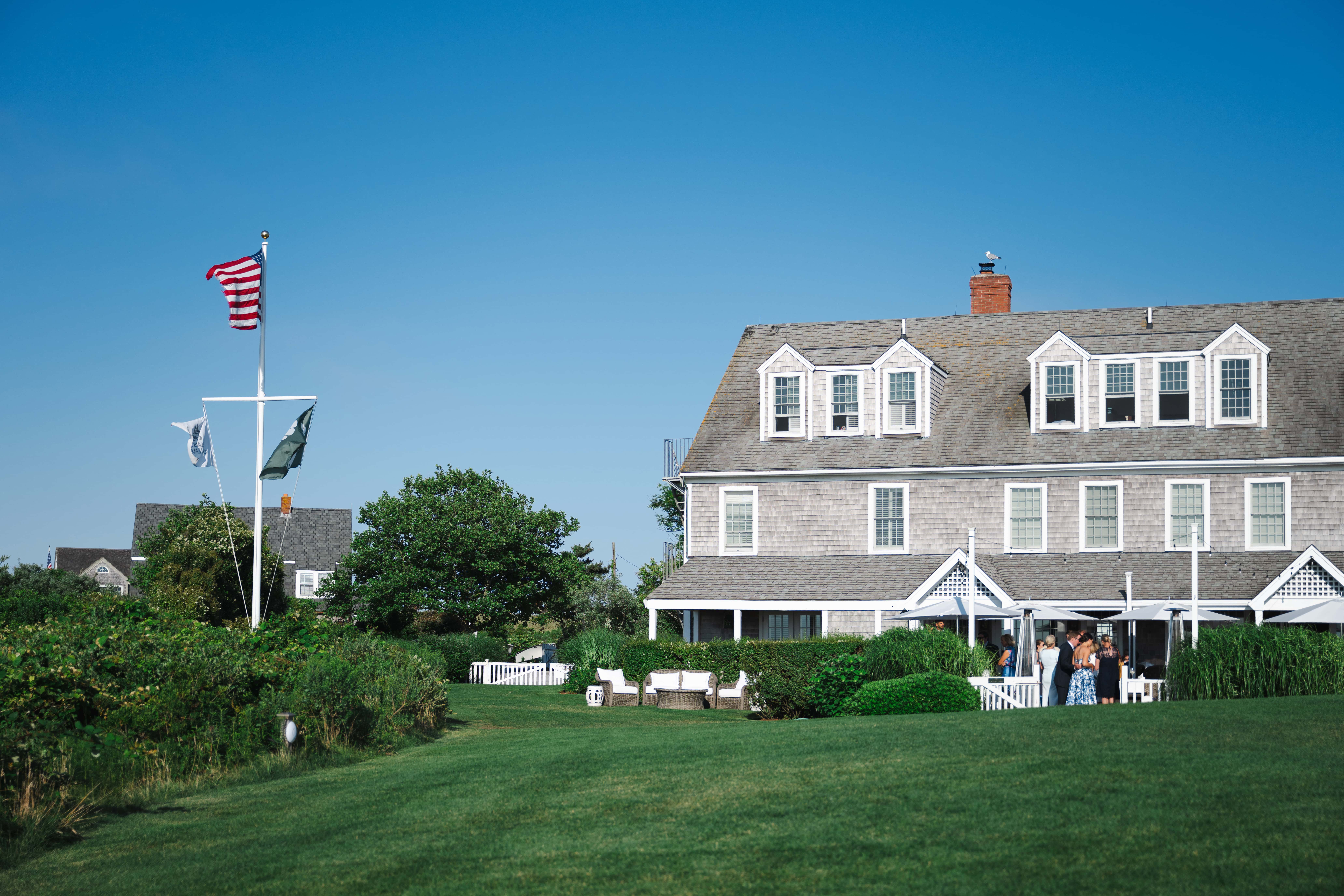 Nantucket wedding photographer The Wauwinet golden hour wide shot Perla Images