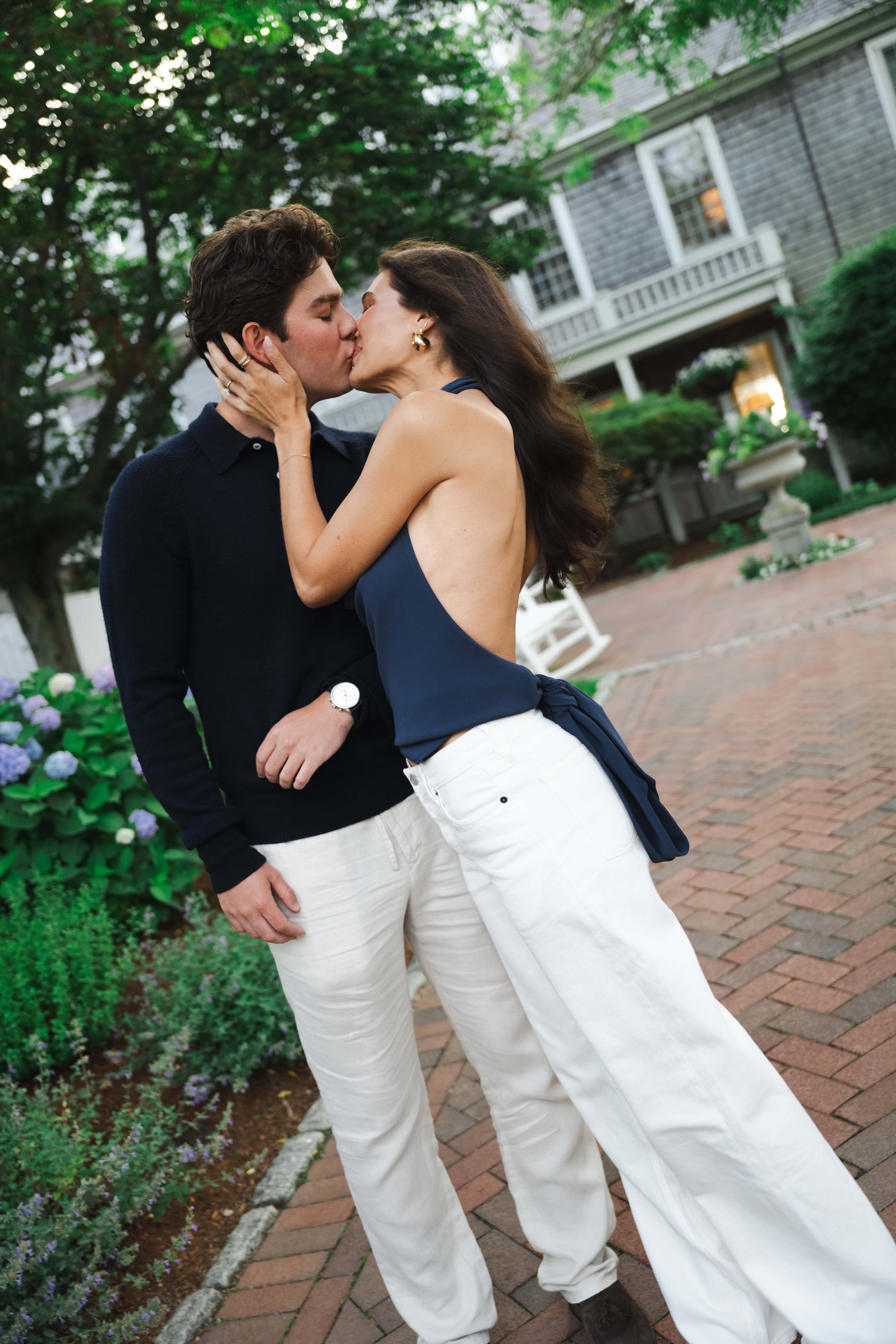 Nantucket wedding photographer couple portrait by the Wauwinet dock Perla Images